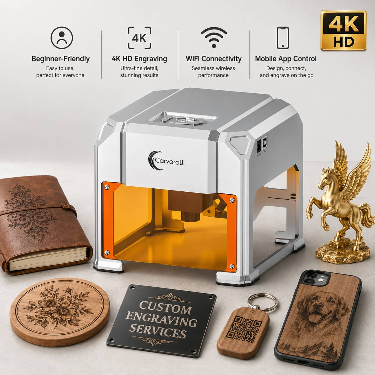 Industrial Grade Laser Cutter - Carverall Laser Engraver Machine, K4 3W,