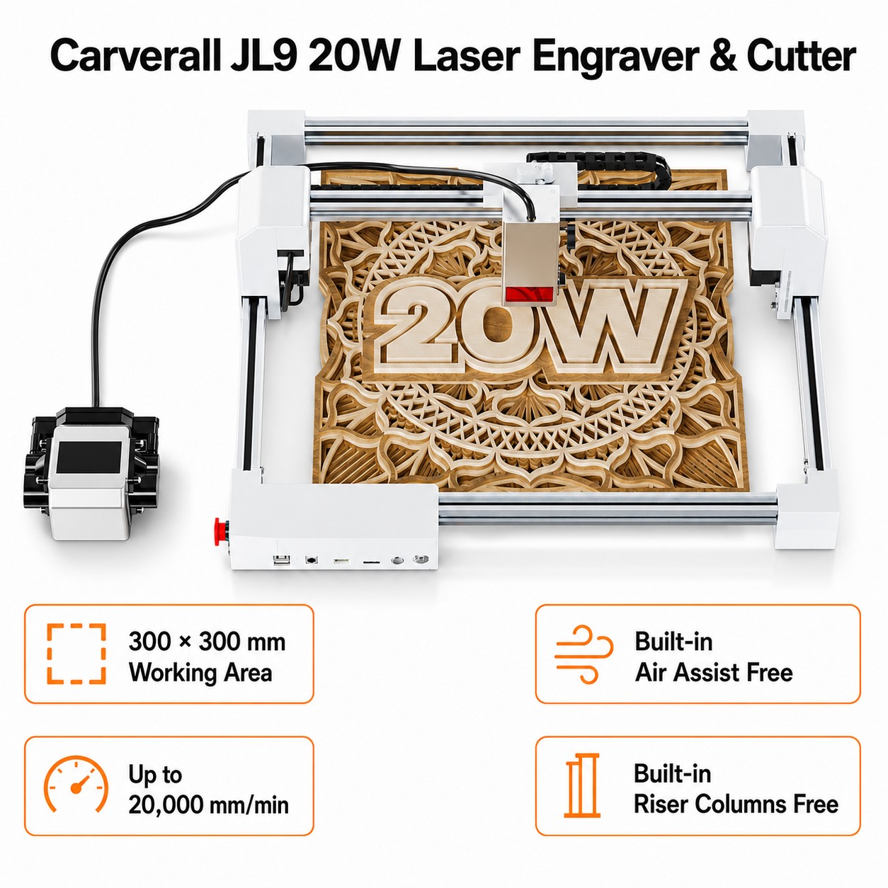 Industrial Laser Cutting - Carverall JL9 20W Laser Engraver Cutter,