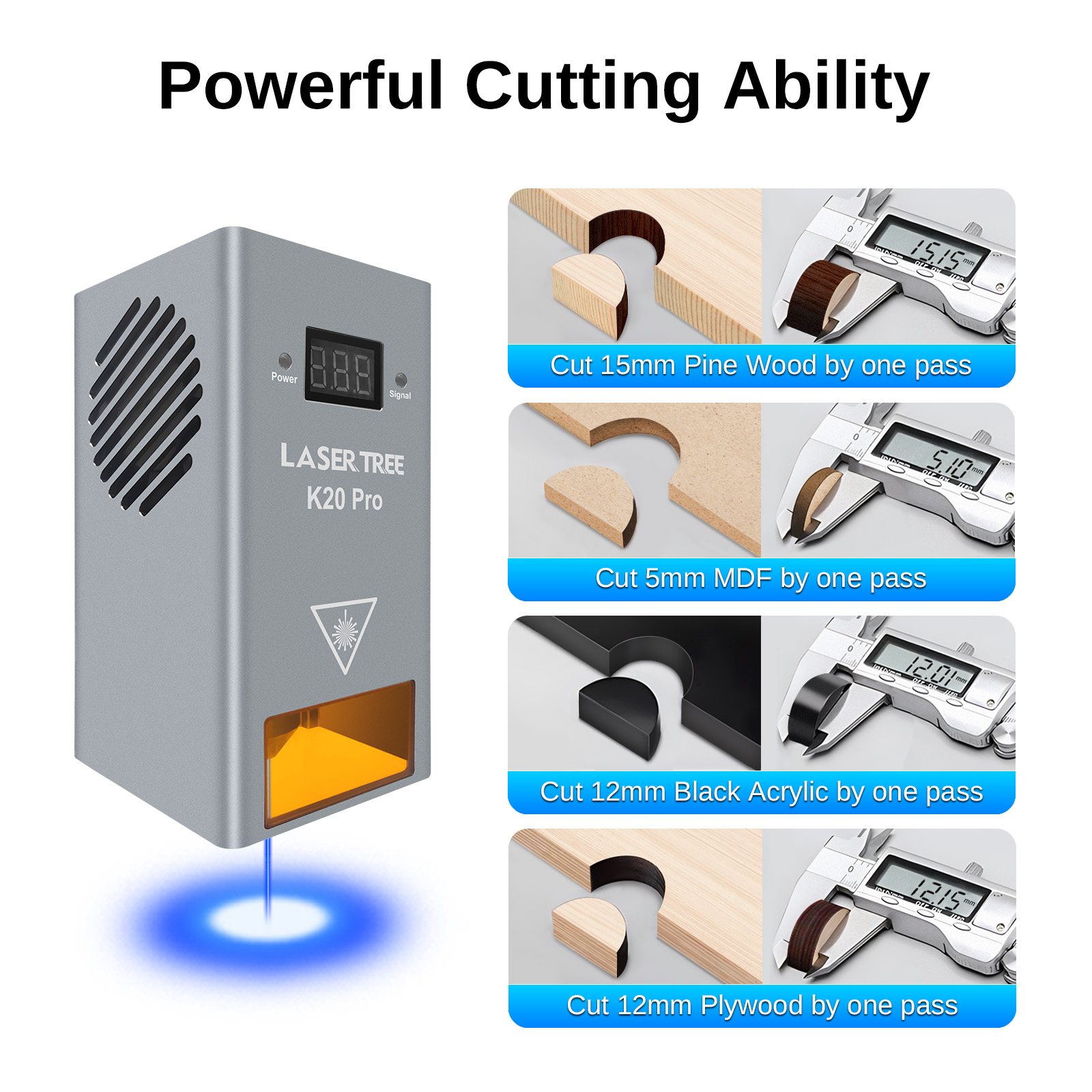 LASER TREE K20 20W Optical Pow - Metal Laser Cutter Head recension och pris